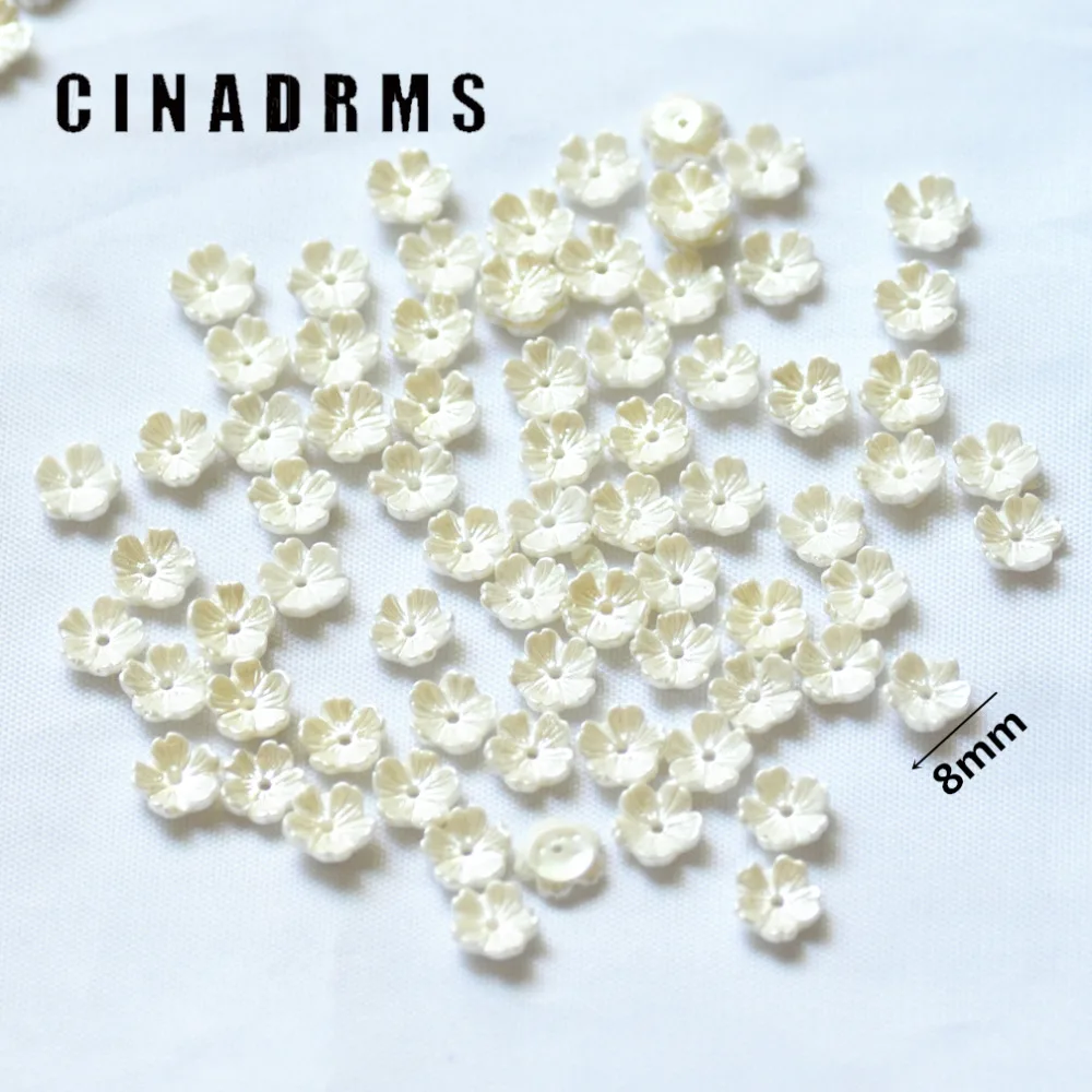 

8mm 100PCS/Pack Tiny Pure White Resin Flowers,Flatback Flowers,resin flower cabochons