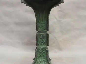 

11'' China Old Vase Flower Receptacle Bronze Statue
