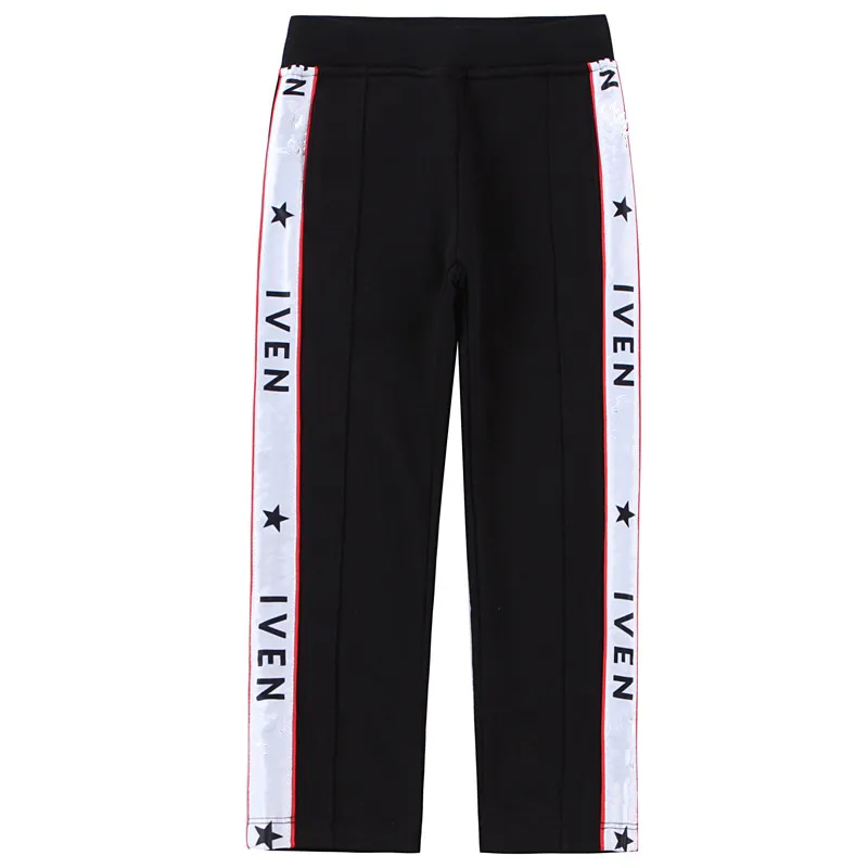 

kids Letter printing pants Children's casual black trousers