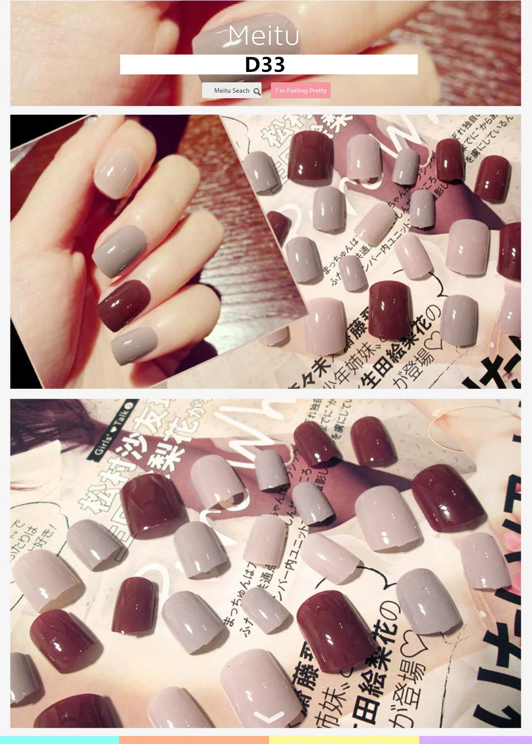 Мягкие Накладные ногти милые прочные водонепроницаемые Короткие Размеры Diy Nail Art 26 стилей аксессуары 24 шт накладные ногти с клеем - Цвет: D33