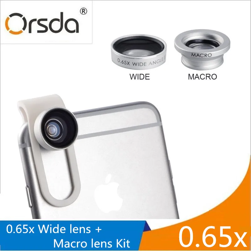 Orsda العالمي 0.65X العدسات زاوية واسعة عدسة ماكرو كيت كليب على كاميرا الهاتف المحمول عدسة ل فون سامسونج LG Xiaomi الهاتف الذكي