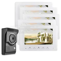 Diysecur 7 дюймов Видеодомофоны видео-телефон двери 700TV линии ИК Ночное видение HD Камера для Офис завод белый 1V5
