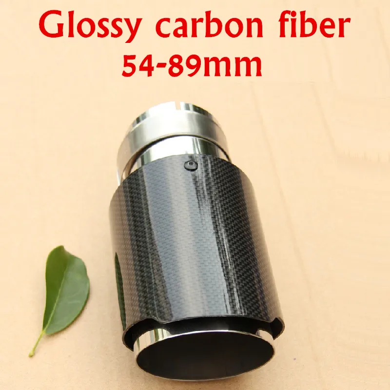 

Dianshi 50Pcs Carbon Fiber Coated Stainless Steel Universal Car Exhaust Pipe Tip Tailtip 54-89mm Car Exhaust gloss Black