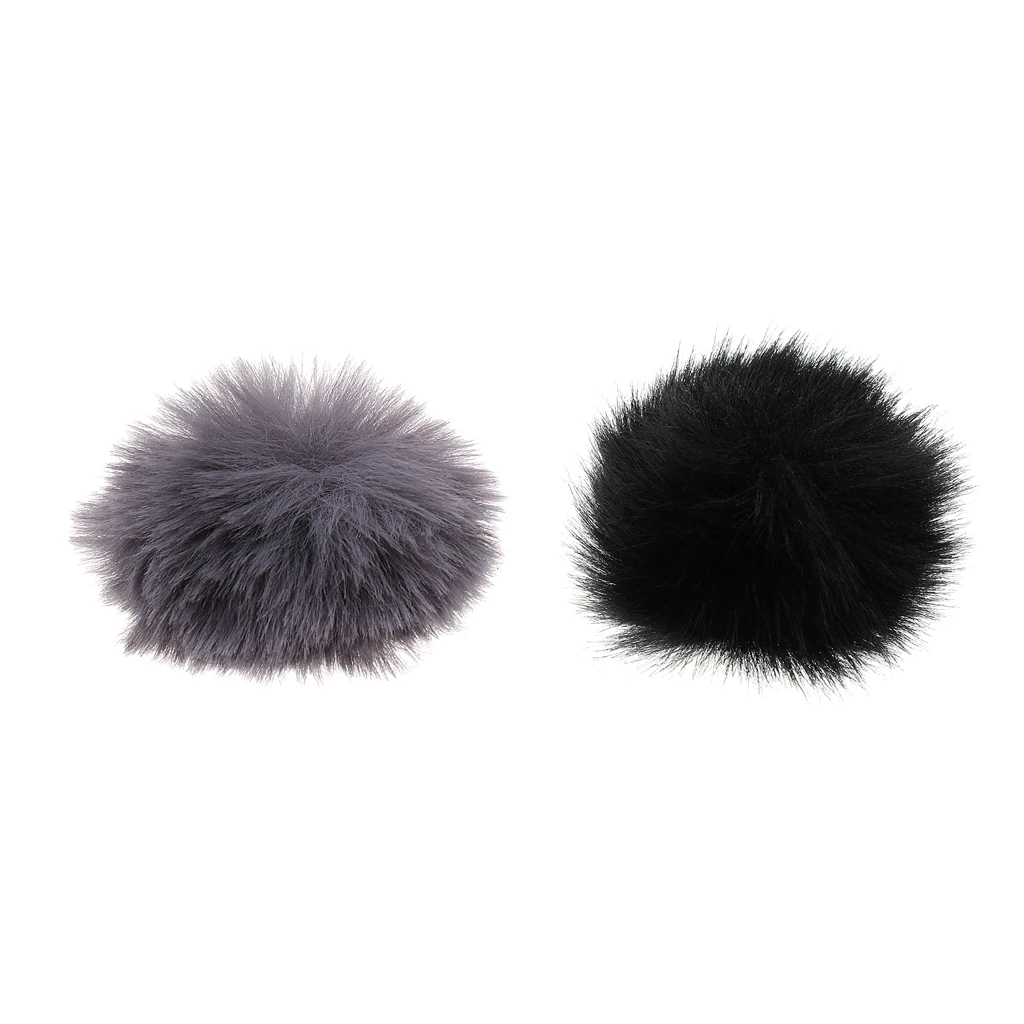 0.98inch Fur Microphone Windscreen Windshield Muff Reduce Wind Noise Mic Cover Black/Silver Gray
