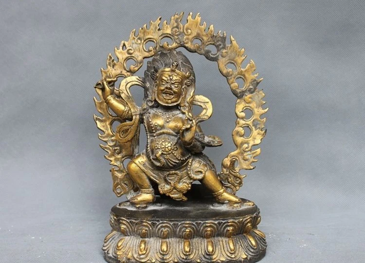 

Tibet Tantric Vajrapani Mahakala Protector Deity Buddha Bronze Gilt Statue a 0518