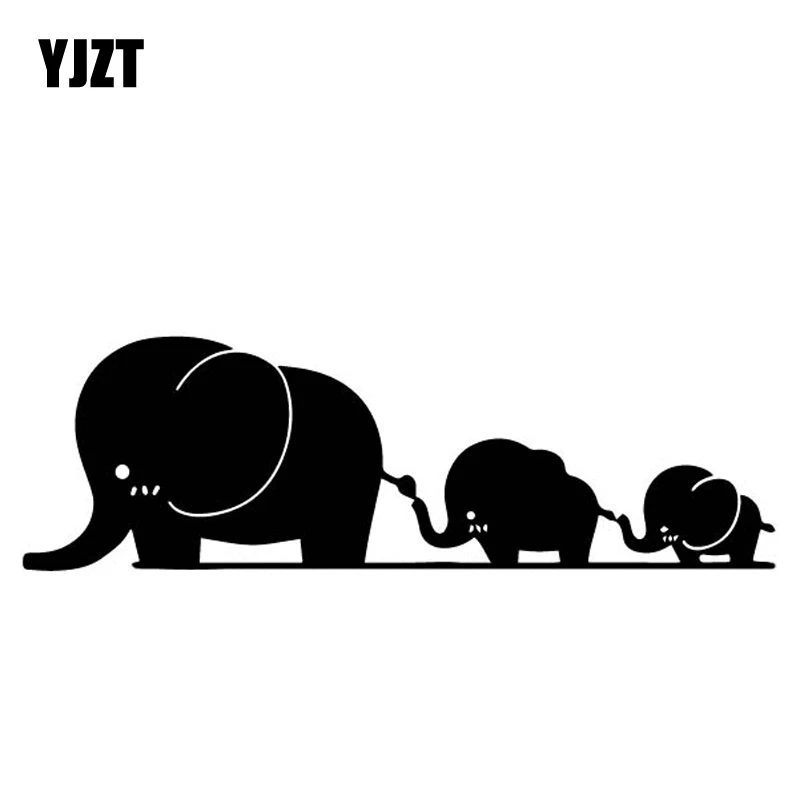 YJZT 18,5 см * 5,8 см слон счастливый семья мультфильм Декор стикер на бампер автомобиля виниловая наклейка черный/серебристый C4-1617