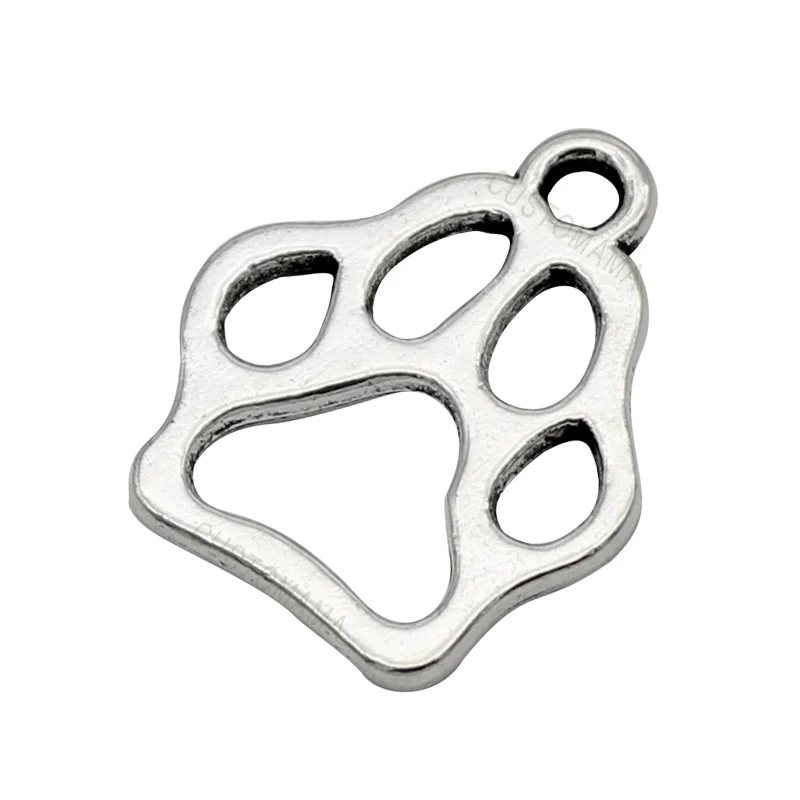 

100pcs-Antique Tibetan Silver 2 Sided Dog Paw Charms Pendant 20x17mm