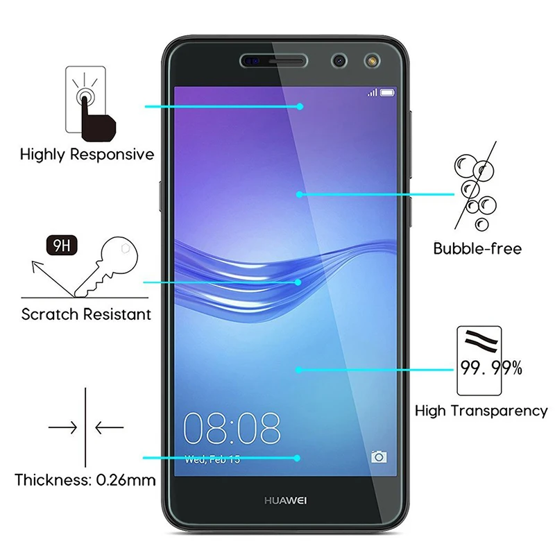 Защитное стекло для huawei y5 y6 y7 prime 2018 Защитная пленка экрана 2017 y9 2019 y3 ii закаленное