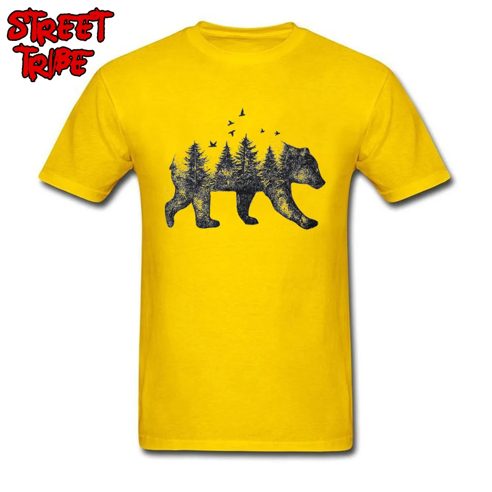 bear tattoo drawing nature Casual ostern Day All Cotton Crewneck Men Tees Funny T Shirts 2018 New Short Sleeve T-Shirt bear tattoo drawing nature yellow