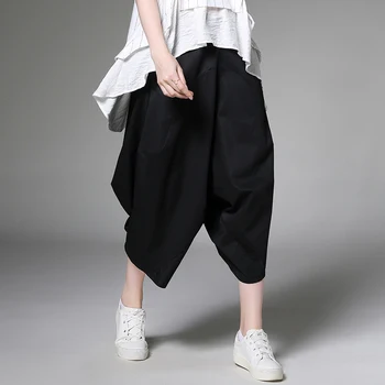

Harem pants cotton black summer plus size 2019 new woman white loose casual calf-length cotton pants lady fashionharem trousers