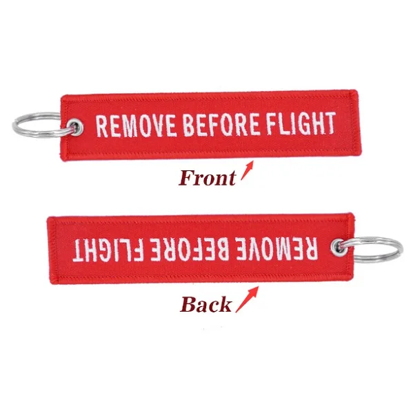 Remove Before Flight Chaveiro тег брелок с вышивкой брелок для ключей для авиации OEM Брелоки ювелирные украшения Чемодан бирка в виде брелка для ключей, 5 шт./лот