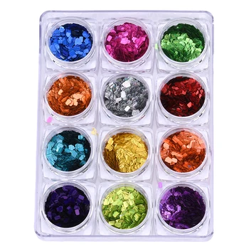 

11 colors festival glitter nail sequins holographic rectangle nails art flakes manicure accessories in gel mix 12jars/set YST27