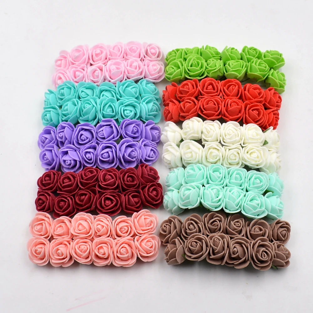 

144Pcs/lot Mini Foam Rose Artificial Flowers Home Wedding Decoration DIY Handmade Bridal Wreath Craft Gift Scrapbook Wholesale