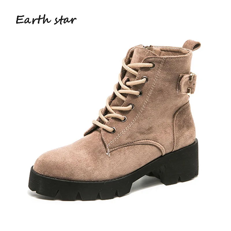 

Jookrrix Western Style Shoes Women Fashion Brand Martin Boots Lady chaussure Autumn Female footware Cross-tied Ankle Boots Black