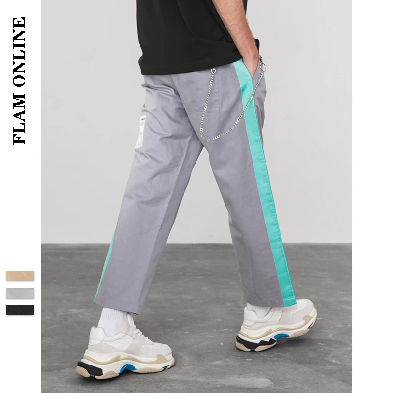 

FLAM ONLINE 2019 Fit Cargo Pants Cotton Brand Trousers Fluorescence Side Straight Casual Pants Streetwear Hip hop Swag Loose