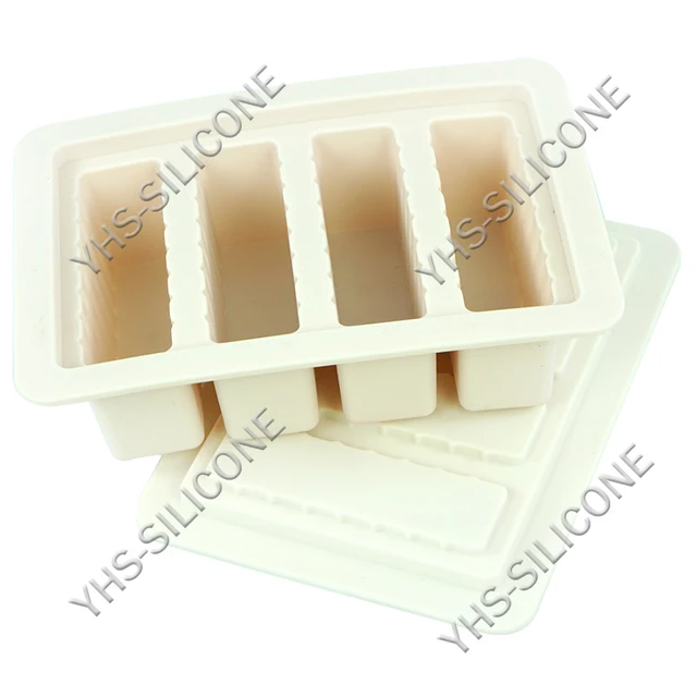 Gourmet Silicone Butter Mold with Lid Rectangle Tray with 4 Cavities