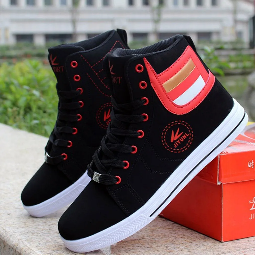 

Fashion Men Outdoor Casual Sports High-top Sneakers Solid Shoes casual shoes men sneakers sport shoes men 2018