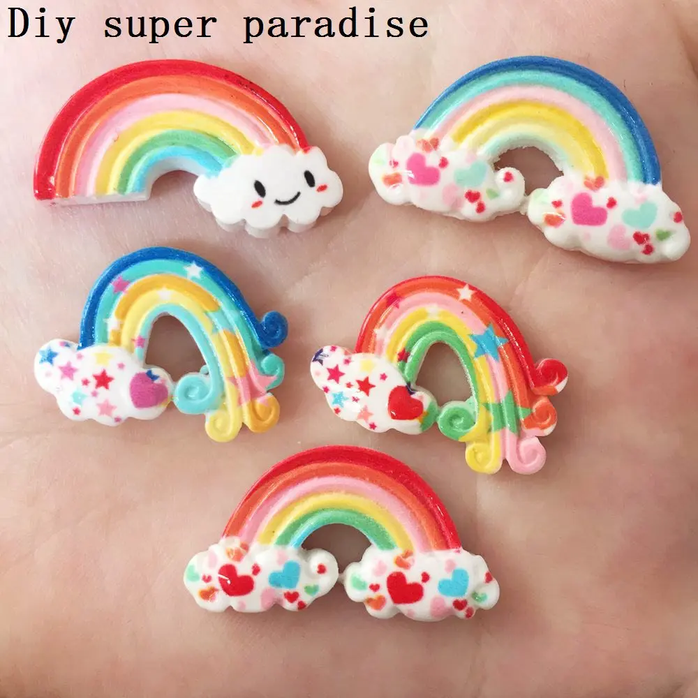 

New DIY 10pcs Resin Variety Rainbow Flatback Stone Child Manual Works DIY Scrapbook R31