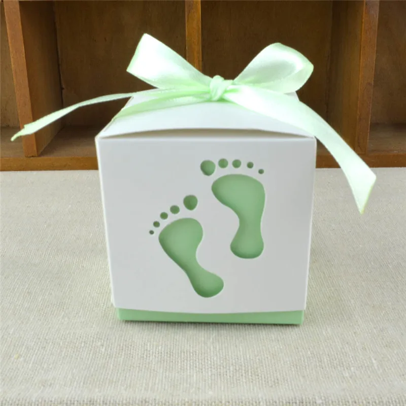 20 шт. карета форма ног картон драги Сладкая коробка «сделай сам» день рождения ребенка вечерние подарок на свадьбу упаковка с лентой - Цвет: green feet