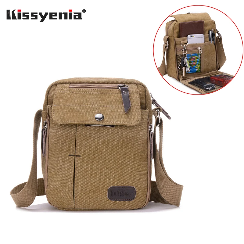 

Kissyenia Canvas Multifunction Crossbody Bags Multi-pocket Men Messenger Shoulder Bags Travel Business Flap Handbags KS1218