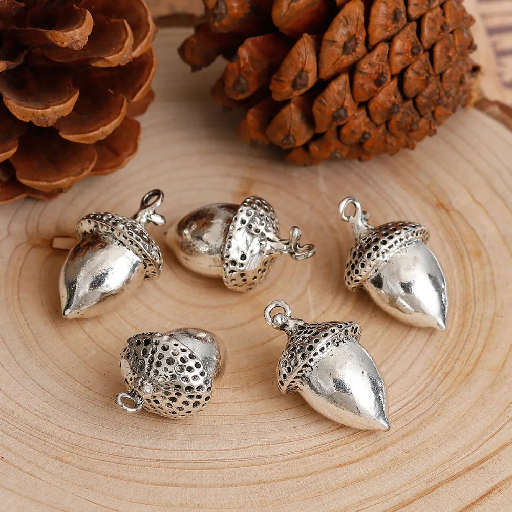 DoreenBeads 3D Подвески из цинкового сплава желудь серебристый цвет золото 28 мм (1 1/8