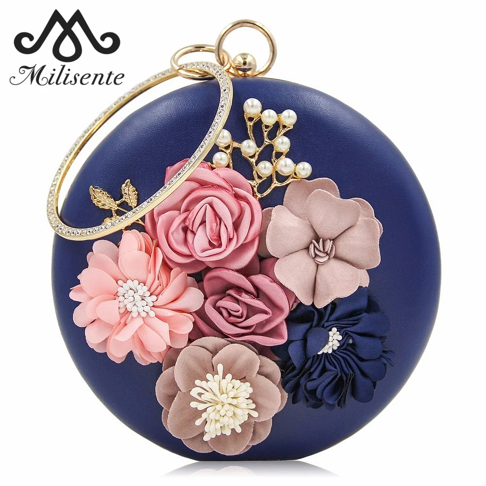 Milisente Evening Purse for Women Round Crystal Evening Bags Ladies Handbag Flower Wedding Purse Shoulder Bag Milisente Evening Purse for Women Round Crystal Evening Bags Ladies Handbag Flower Wedding Purse Shoulder Bag