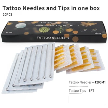 

Professional Tattoo Needle M1 & Plastic Tattoo Tips FT With Box - 40PCS (M1+FT) Tattoo Needles and Yellow Tips Mixed
