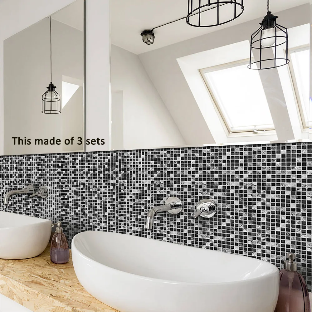 

Funlife Tile Sticker Waterproof Bathroom Kitchen Wall Stickers Self Adhesive Mosaic Marble Morroco Backsplash Tiles Brick Decor