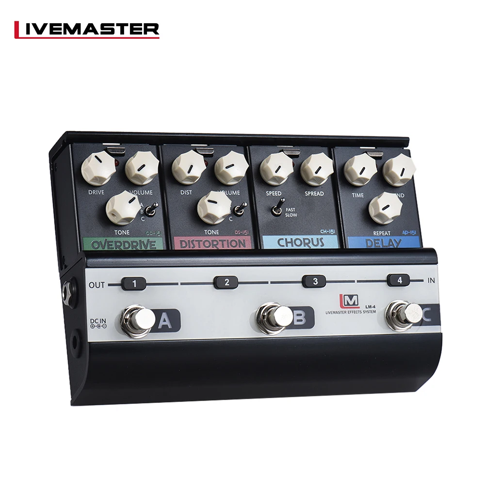 

BIYANG LiveMaster Mainframe Unit Guitar Pedal Set with 4 Guitar Effect Pedals Overdrive/ Distortion/ Delay