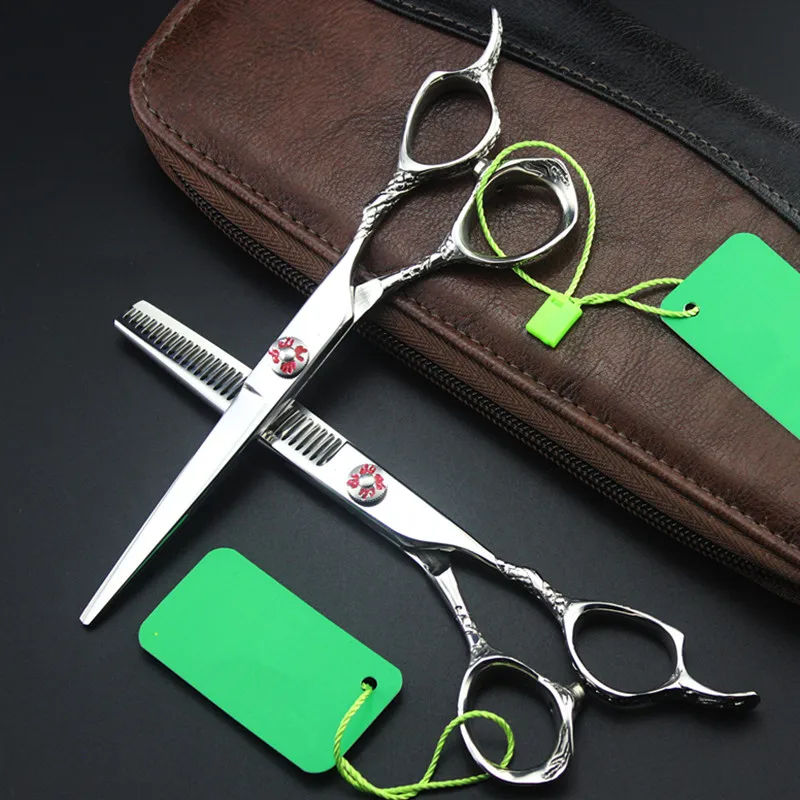 

Japan 440c 6.0 inch hair cutting modified large sliding lancet scissors for professional hairdresser beautician flower cut hair