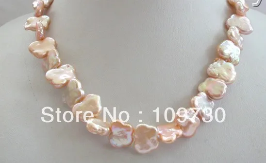 

Jewelry 001627 stunning big 16mm baroque butterfly pink freshwater cultured pearl necklace