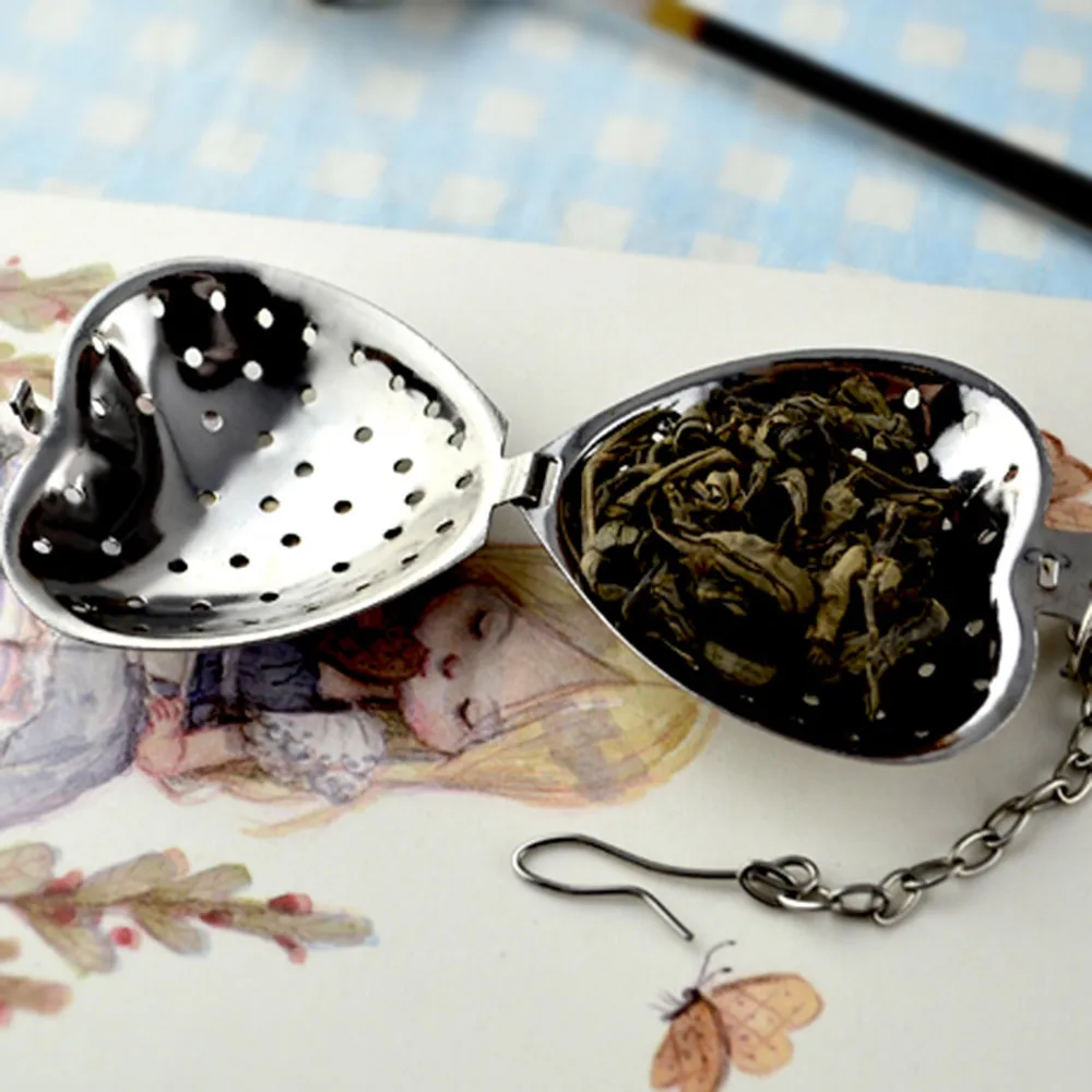 Stainless Steel Heart shape Tea sticks Ball Tea Infuser Leaf Spice Strainer Mesh Filter Cooking Tool Tea Kitchen Accessories L*5