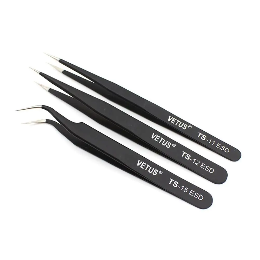 1PCS Professional Coated Precision Tweezer Antistatic Stainless Steel