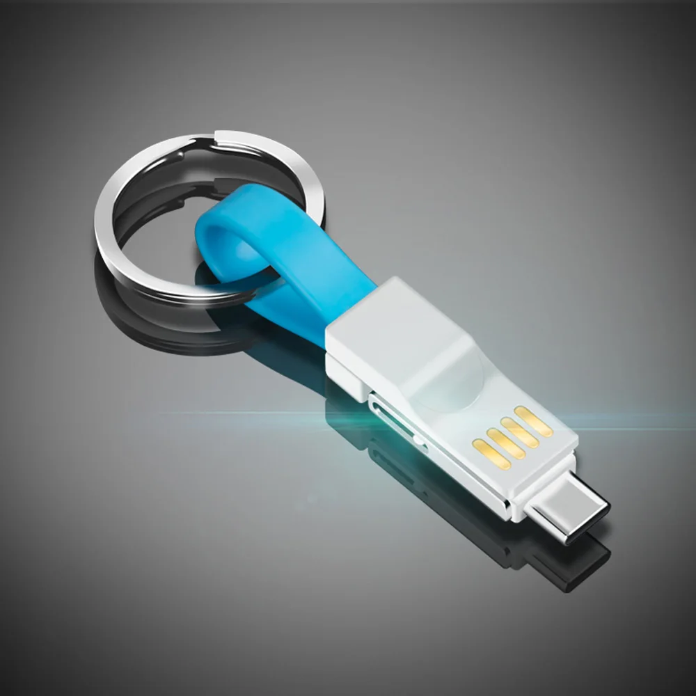3 في 1 سلسلة مفاتيح محمولة USB كابل بيانات ل فون المصغّر USB نوع C سريع شحن كابل شاحن الهاتف المحمول لسامسونج غالاكسي