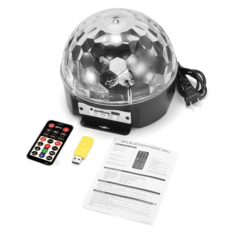 9 цветов диско шар фонарь светодиодный для вечеринки DJ Light Bluetooth динамик стробоскоп вращающийся проектор звук активированный с пультом дистанционного управления и Udisk