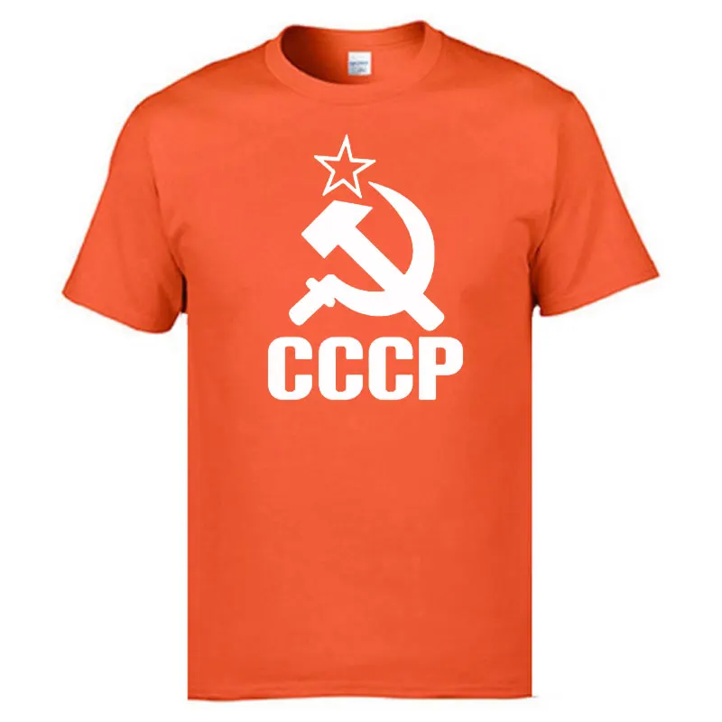 BAIJOE CCCP мужские футболки, мужские футболки с коротким рукавом, футболки из хлопка с круглым вырезом - Цвет: orange white
