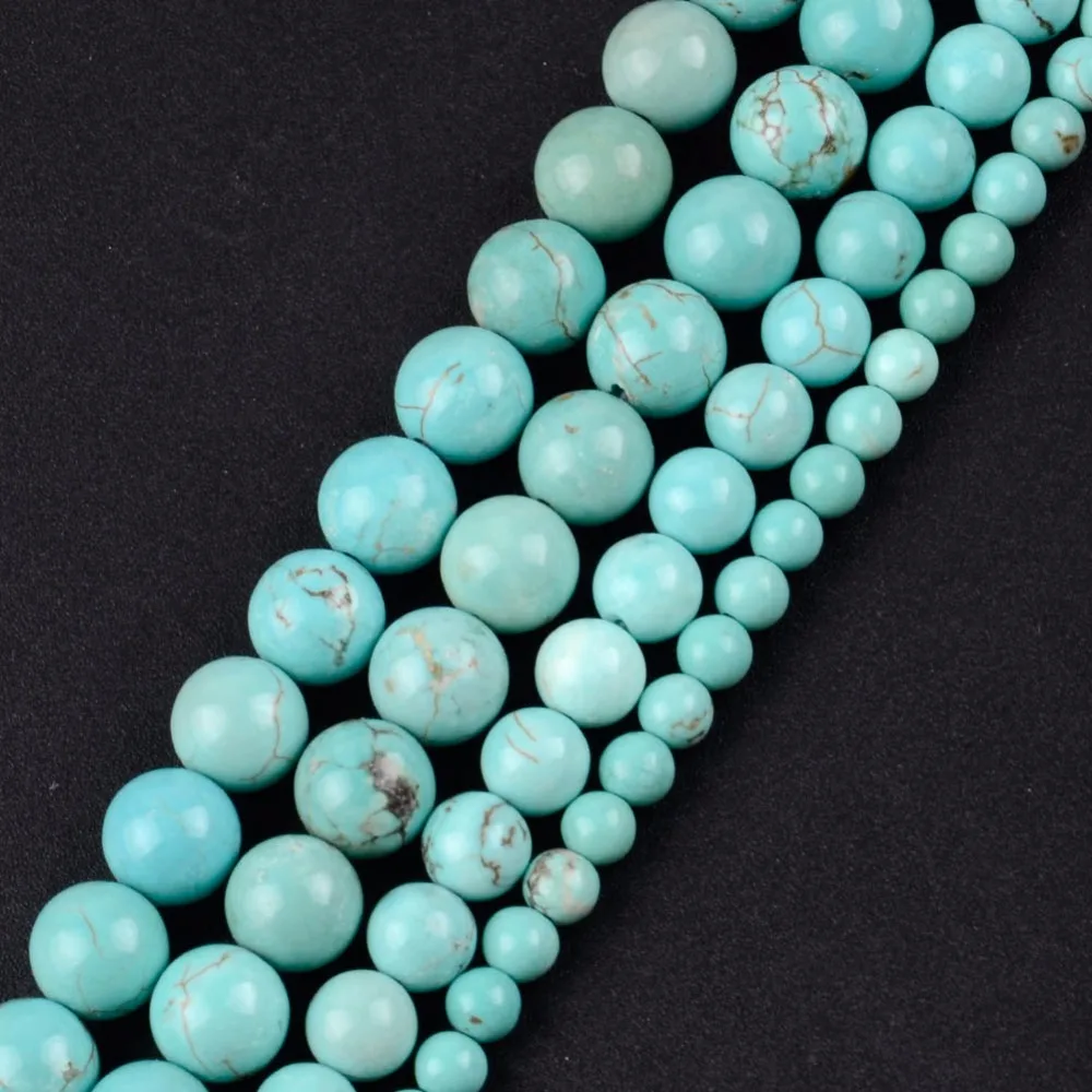 

Wholesale Natural Round Blue Turquoises Stone Loose Beads For Jewelry Making 4/6/8/10/12mm 15" Spacer Charms Beads Diy Jewellery