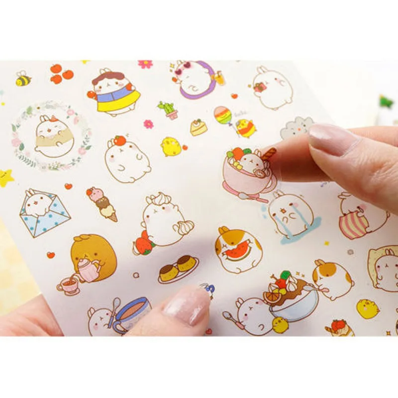 6 Sheets/set  Cute Molang Rabbit DIY Decorative Scrapbooking Stickers Kids Gift New