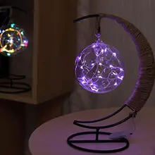 Светодиодное декоративное освещение ручной работы Конопляный шнур свет стеклянное яблоко в форме Романтический Железный Рождественский подсвечник искусство USB ночник