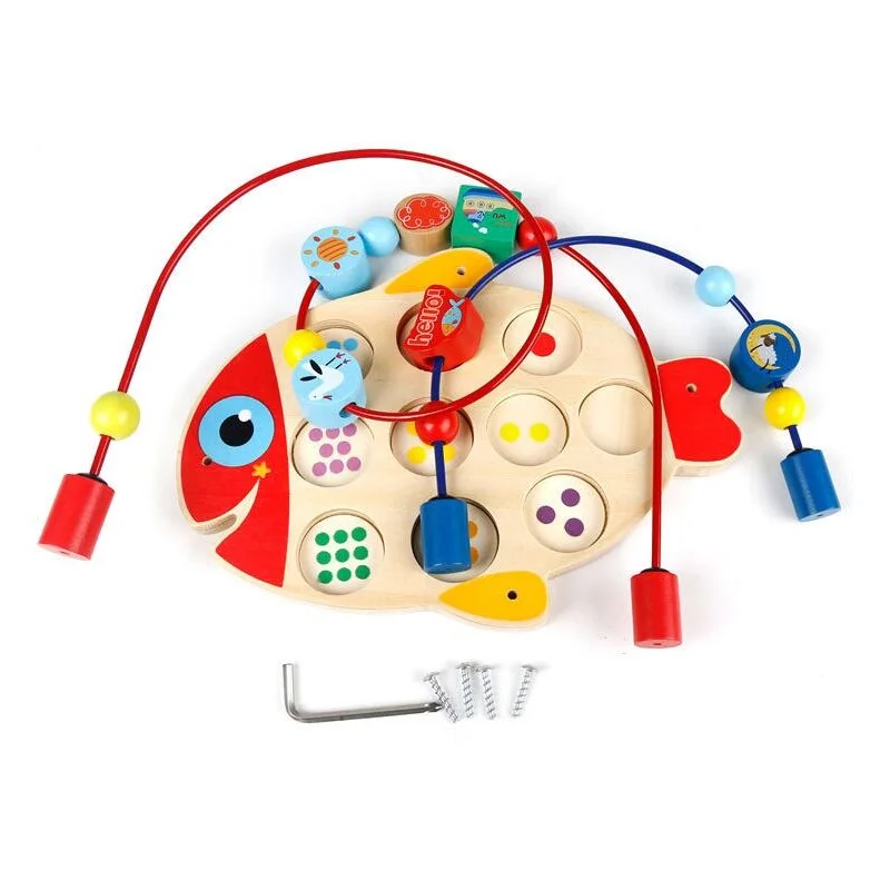 Деревянная головоломка с бусинами горки Развивающие игрушки для детей, цифровое сопряжение когнитивные игрушки деревянные игрушки
