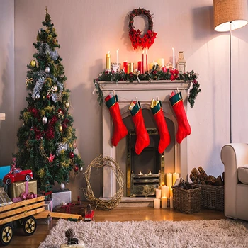 

Decorations Tree Fireplace Light Room Scene backdrop Vinyl cloth Computer printed christmas Photography Backgrounds