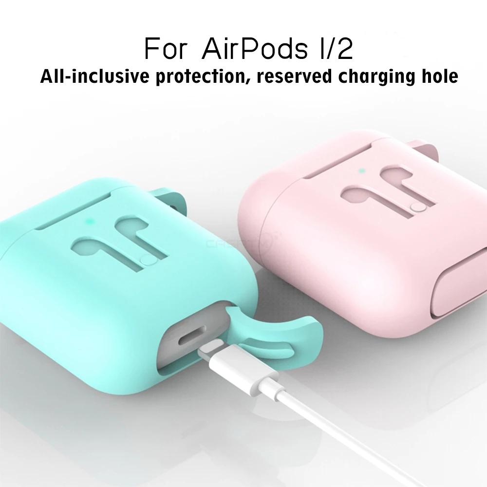 Силиконовый чехол s для Airpods 2 с брелком для наушников Защитный чехол для Apple Airpods противоударные аксессуары для наушников