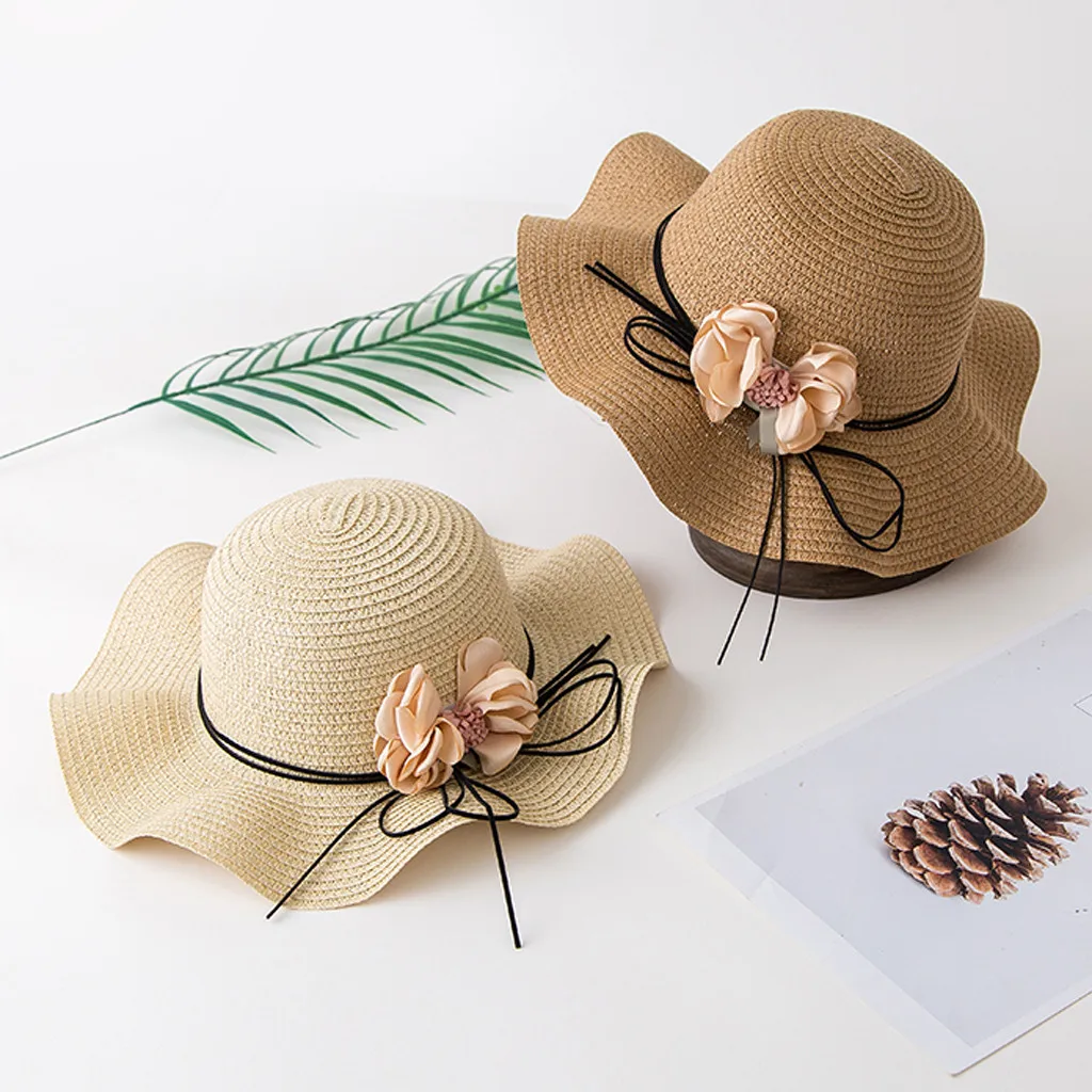 JAYCOSIN женская летняя кепка Повседневная Милая широкая соломенная Складная пляжная шляпа с милым цветком солнечные пляжные шляпы в подарок 328
