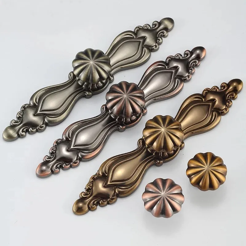 

Free shipping European palace luxury handle Retro golden 5" drawer handles Modern wine cabinet knobs Refined funiture pulls 96mm