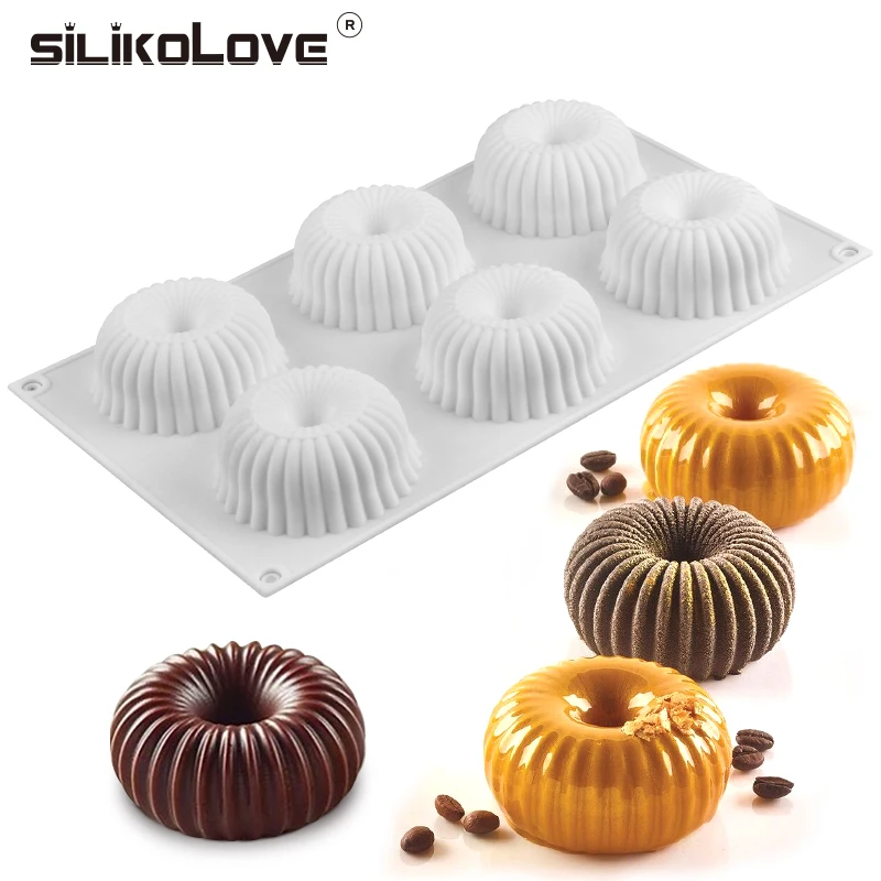 SILIKOLOVE 6 Cavity Cake Mould For Выпечки Силиконовые 3D Украшения Торта Формы Для Выпечки Для Шифоновых Муссов Кондитерские Десертные Формы