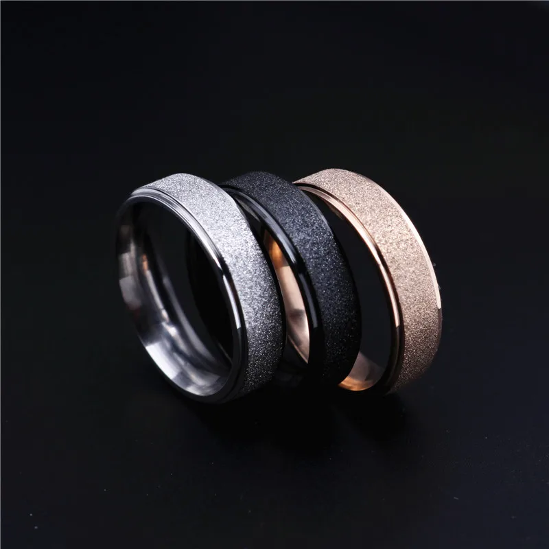 

Titanium Couple Rings Vintage Dull Polish Rose Gold Wedding Engagement Ring Women Men Finger Ring 6mm