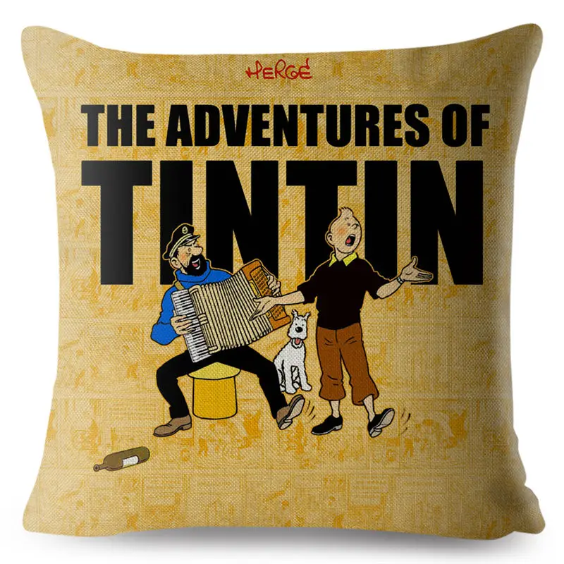 BNWT Economy version Tintin & Snowy Cushion Covers 45cm x 45cm UK Seller 