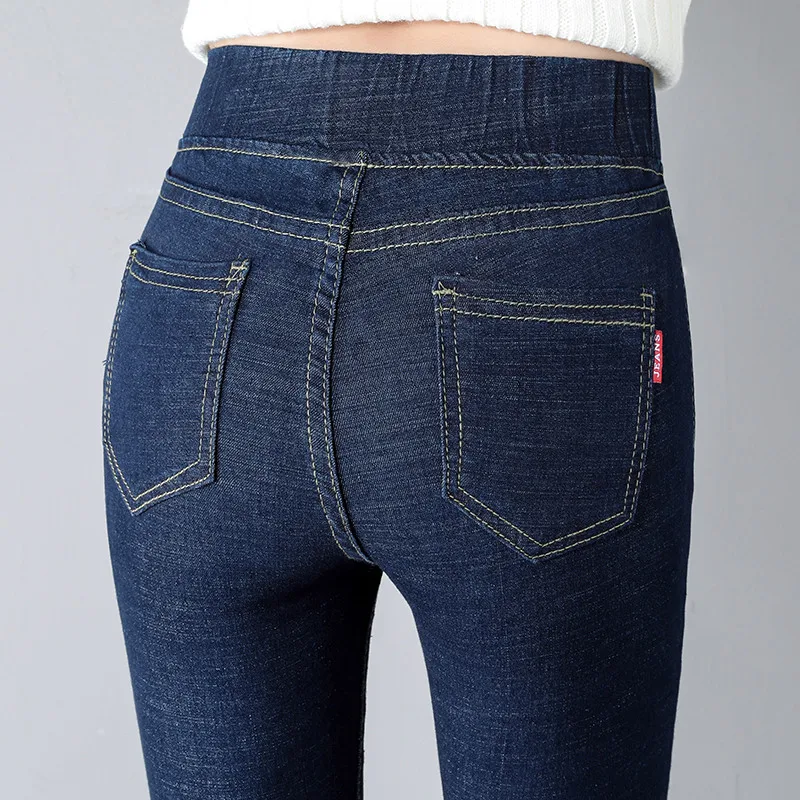 

2019 Autumn New Jeans for Women Elastic High Waist Jeans Plus size Stretch Jeans Female Washed Denim Skinny Pencil Pants R219