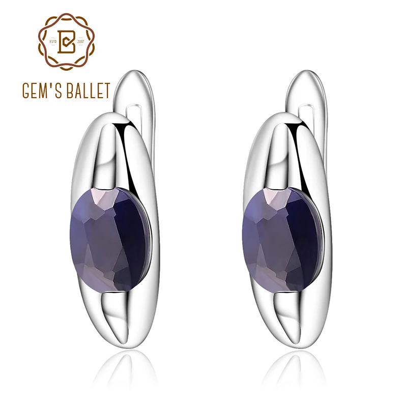 GEM'S BALLET 3.32Ct натуральные серьги с голубым сапфиром, хорошее ювелирное изделие, 925 пробы серебряные серьги-гвоздики с драгоценным камнем для женщин