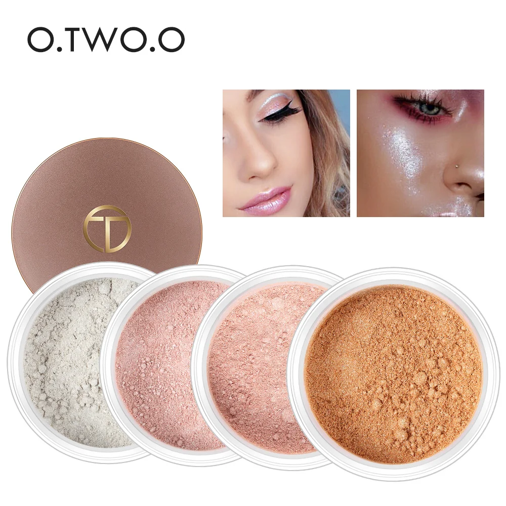 

O.TWO.O Face Makeup Shimmer Loose Powder Waterproof Long Lasting Diamond Gold Glitter Highlighter Powder Maquiagem 4 Colors
